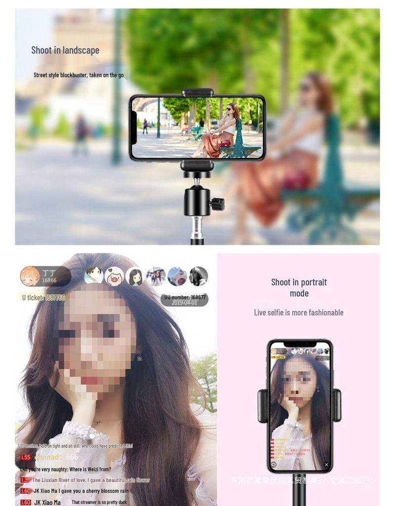 Handyhalter Stativ mit Licht für Live-Streaming, Fotografie und Selfie.