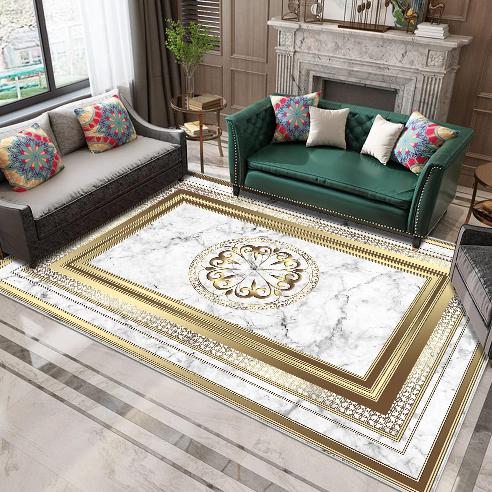 Alfombra Decorativa Dorada Estilo Europeo para Sala de Estar Área Grande Lavable Alfombra de Dormitorio Decoración de Lujo Alfombrillas para el Suelo del Hogar Alfombra 60x90cm door mat