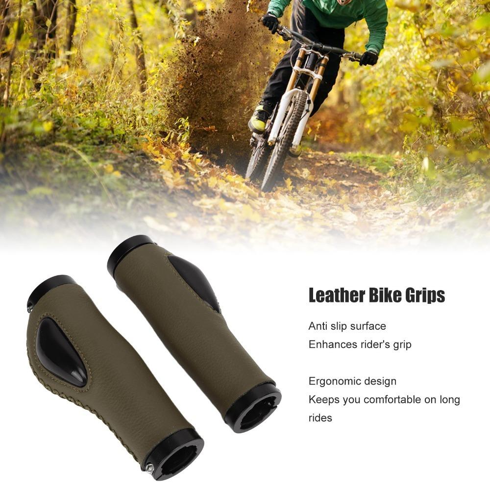 1 Pair Artificial Leather Leather Bike Grips Leather Handlebar Cover Road Bike Cycling