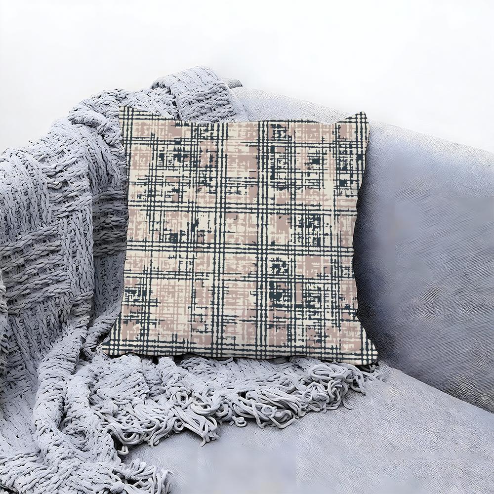 retro plaid lines Cushion Cover Premium Comfort Reversible Pillow Cove Two in One Design for Any Room  Car Interior