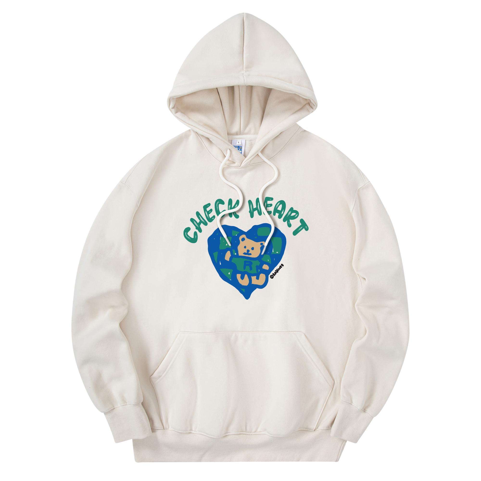 Radineo Check Heart Hoodie Cream L
