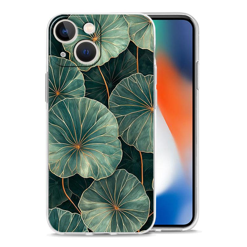 Phone Case For iPhone 17 Air Cases iPhone 16 15 12 13 14 Pro Max SE 7 8 Plus iPhone11 Clear Soft Cover Leaves Monstera Green