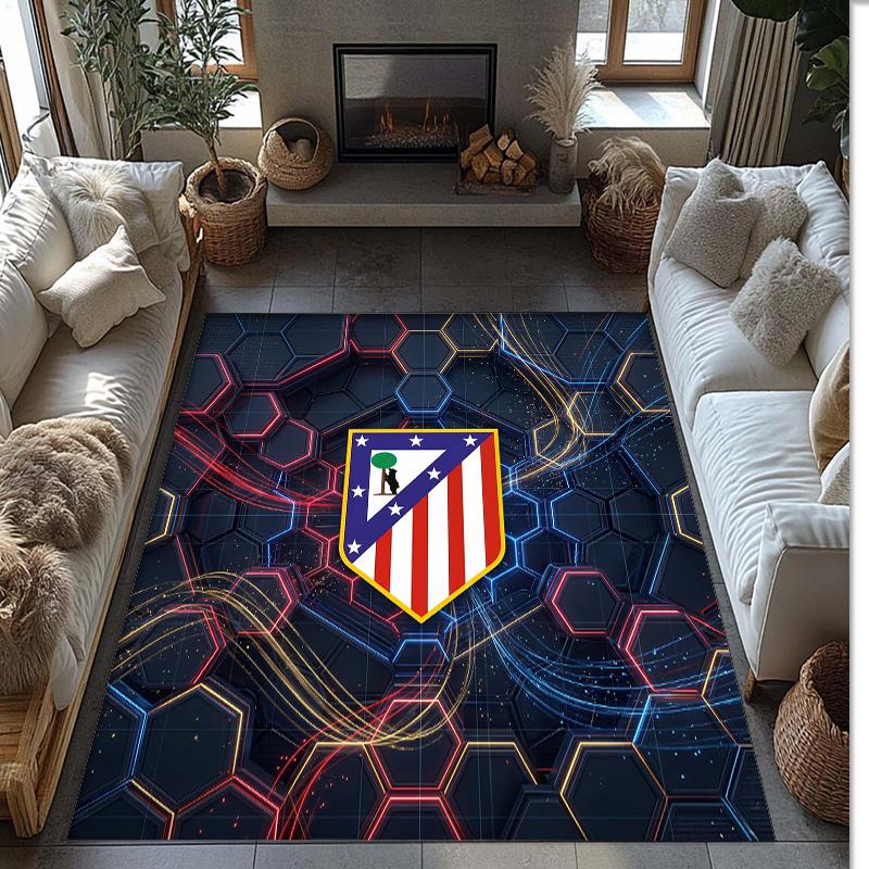 Atletico Madrid Printed Flannel Area Rug Non Slip Soft Polyester Floor Carpet Indoor Decor Mat for Bedroom Living Room Sofa Game Room Home Decoration