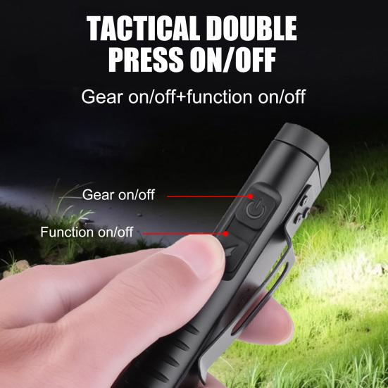Multi-functional Flashlight with Back Clip USB Rechargeable IPX4 Waterproof Work Lamp Magnetic Portable Outdoor Camping Hiking Emergency Lamp