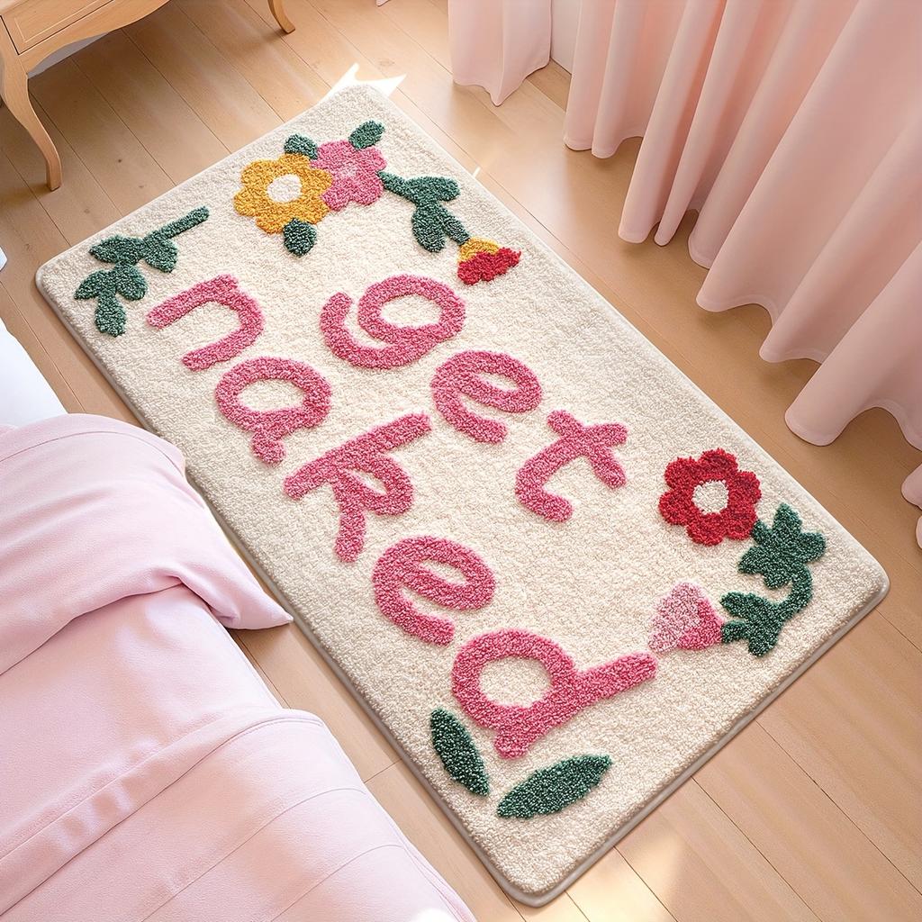 Bathroom Mat with “GETNAKED” Lettering | Absorbent Mat | Home Bathroom Mat | Bathroom Rug | Toilet Mat | Home Decor