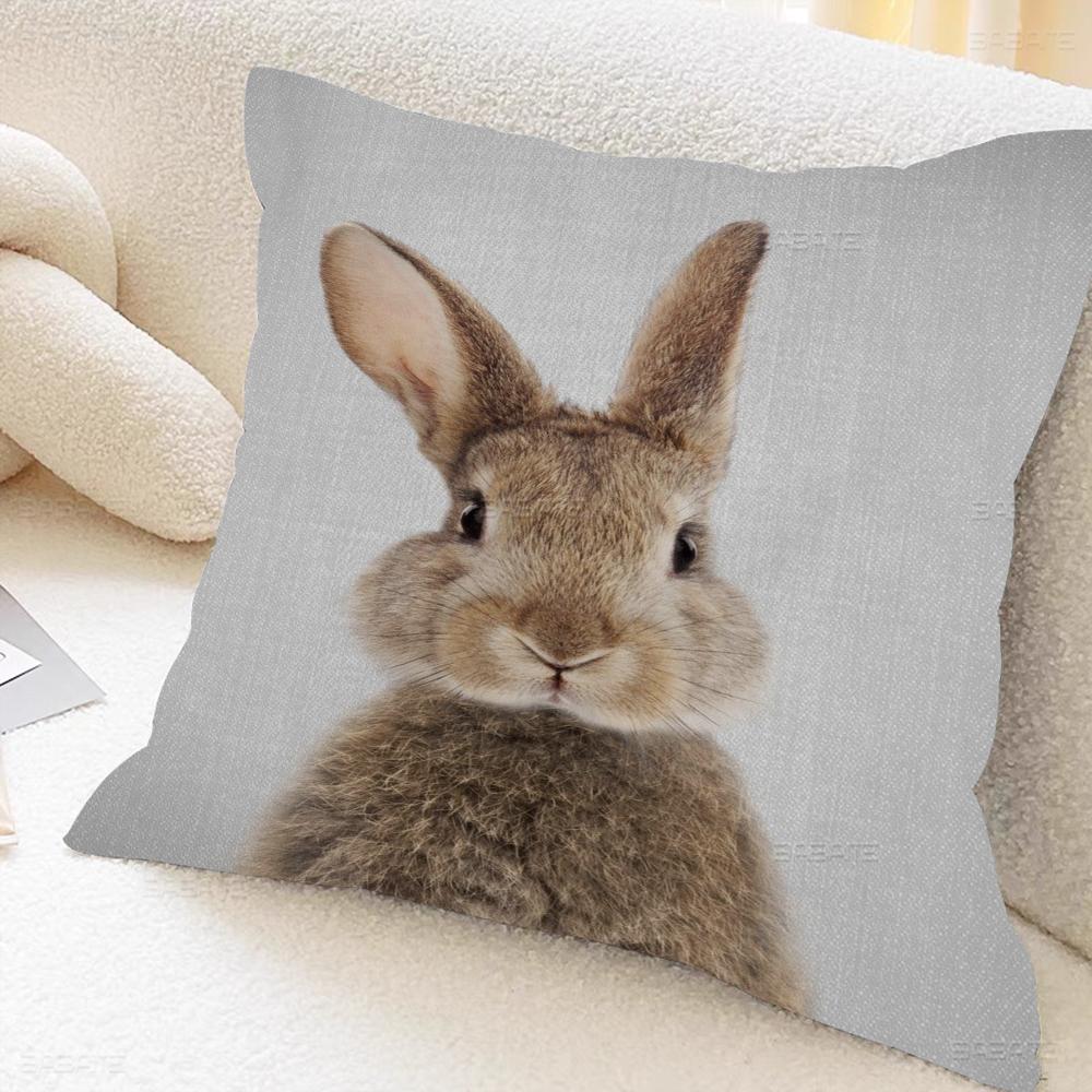 Kanin konstkudde present hemmakontor dekoration sovrum soffa bil kuddfodral fodral 45x45