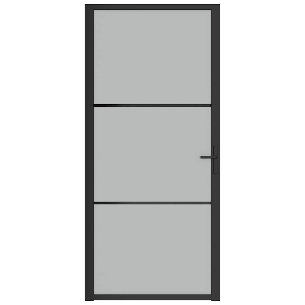Vidaxl Innentür, 93X201,5 Cm, Schwarz, Mattglas Und Aluminium