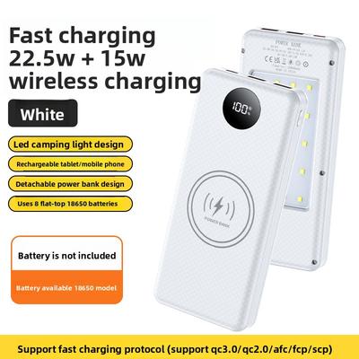 8x18650 Pil Şarj Kutusu Dijital Ekran Kendin Yap Çift USB Tip C Kutusu 22.5W Hızlı Şarj 15W Kablosuz Şarj Güç Kutusu