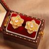 2026 New European and American Niche Color Retention Gold Platinum Micro-inlaid Zircon Flower Ear Buckle Ear Hook Earrings Accessories