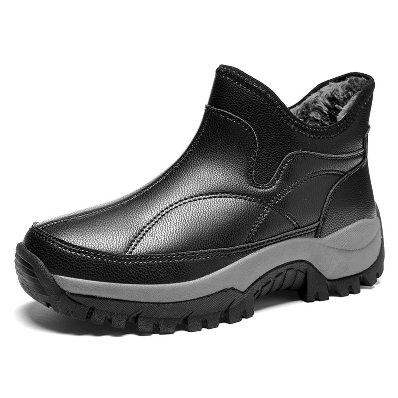 Новые модные зимние мужские зимние ботинки женские ботильоны повседневные ботинки пара водонепроницаемые кожаные плюшевые ботинки супер теплая зимняя обувь 35 чёрный 5230₽