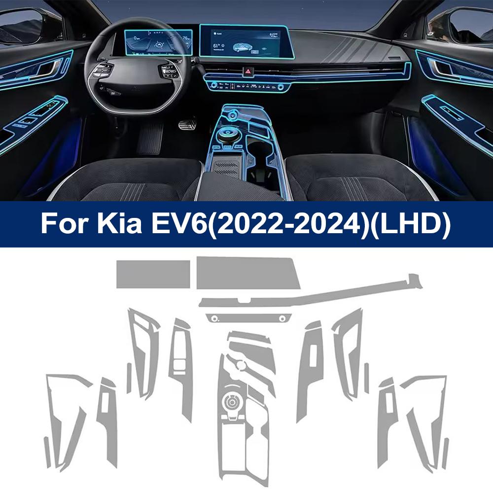 

Car TPU Interior Film for Kia EV6 2025 2025 2025 Auto Center Console Screen Dashboard Gear PPF Pre-cutting Cover Accessories