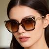 Fashion Square Frame Sunglasses With Metal Snake Temples For Men And Women UV400 Protections Large Lens Sun Glasses