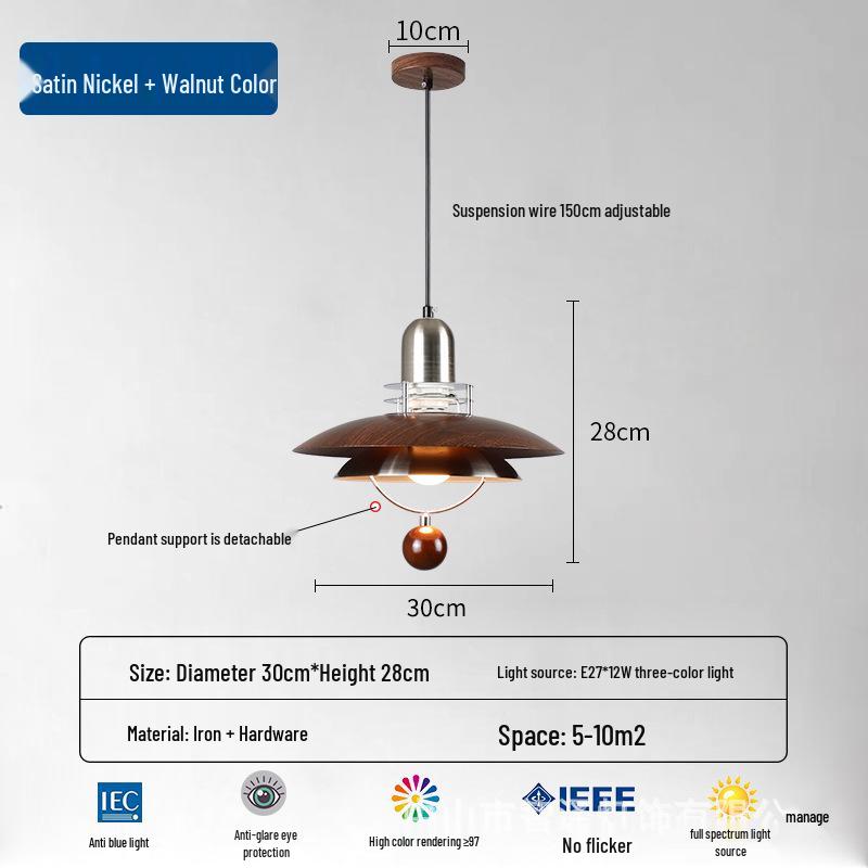 New Chinese Style Minimalist Wood Grain Chandelier for Dining, Bedside, or Bar