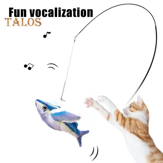 1 stk/2 stk Interaktiv fisk med flagrende vinger Katteleke Elektrisk berøringsaktivert plysjfisk med lyd Oppladbar kvitrende leke for innekatter