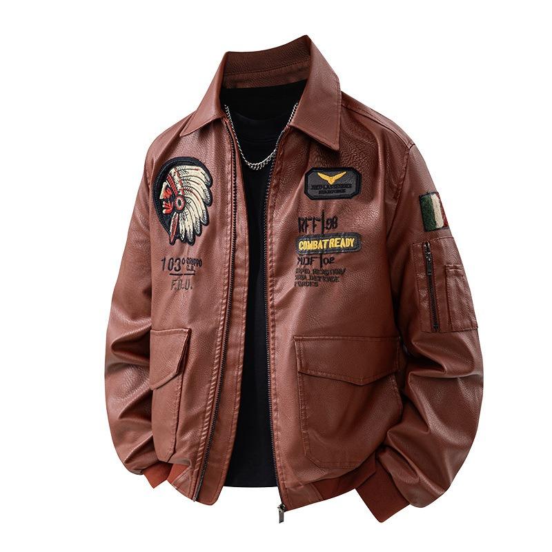 Giacca in pelle ricamata stile binshi 25 autunno e inverno nuovo adesivo ricamato stampato su misura giacca in pelle ricamata