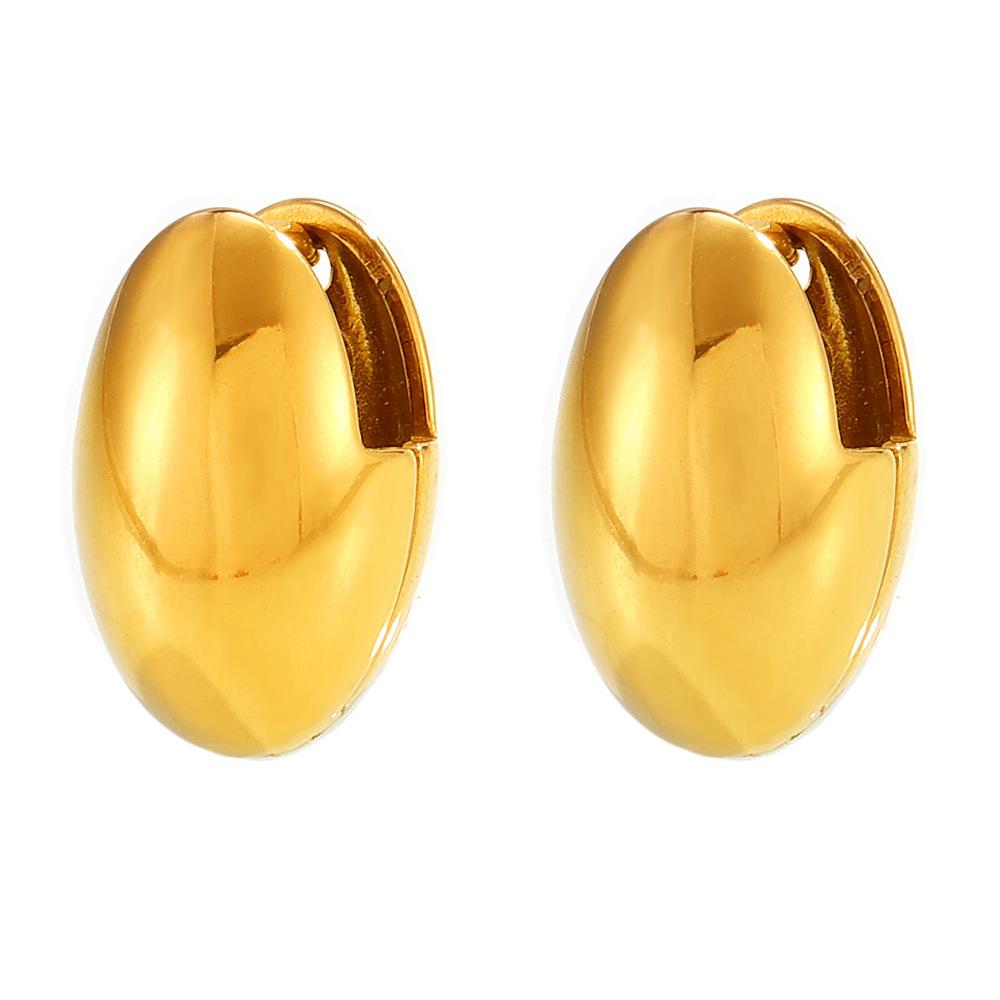 

French Egg-shaped Earrings, Unique Design, Light Luxury Titanium Steel Glossy Earrings, Retro Temperament Earrings, 2026