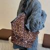 Leopard print tote autumn new women's retro large-capacity shoulder bag commuter bag retro fashion bag