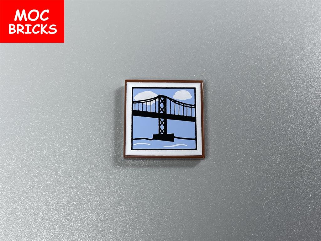 10 Stück MOC Steine Bedruckte Fliesen 2x2 Joker Brücke Schiff Zeitung Karte Zusammenbaubare Baustein Zubehör Kinder Spielzeug Geschenke