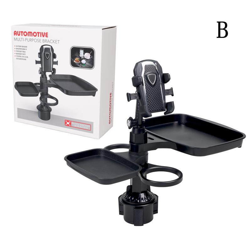 3-In-1 Detachable Car Cup Holder Tray-Expandable Food Table With 360° Rotating Design,Sturdy Base For Long Road Trips Table Tray