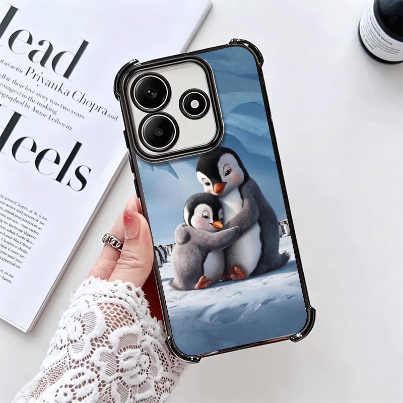 Penguins Love At The North Pole Soft Phone Case For Xiaomi Redmi Note 14 15 Pro Plus 13 12 11S 11T 5G 10 9S 9 Plating Anti-Fall