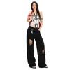 American ripped black jeans women's summer new thin high waist narrow version wide leg mopping pants niche