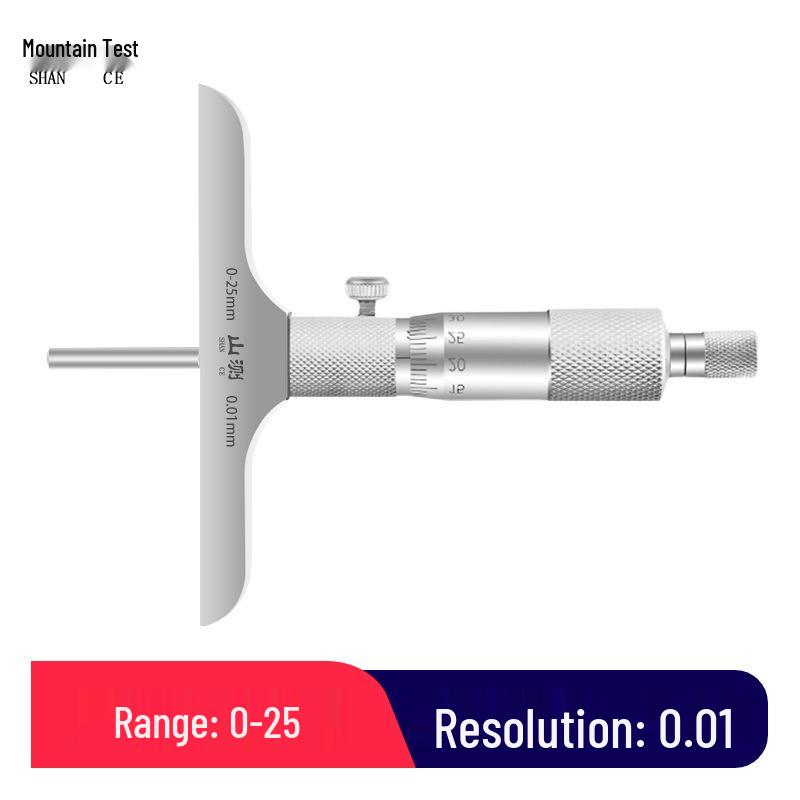 Shan Ce Precision Round Head Vernier Depth Micrometer, 0-25mm, 0.01mm Accuracy