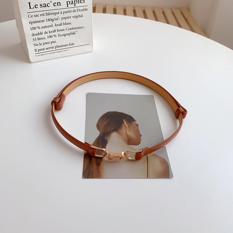 Fashionable Skinny PU Leather Alloy Buckle Custom Design Thin Skinny Faux Leather Belt For Jeans Dress