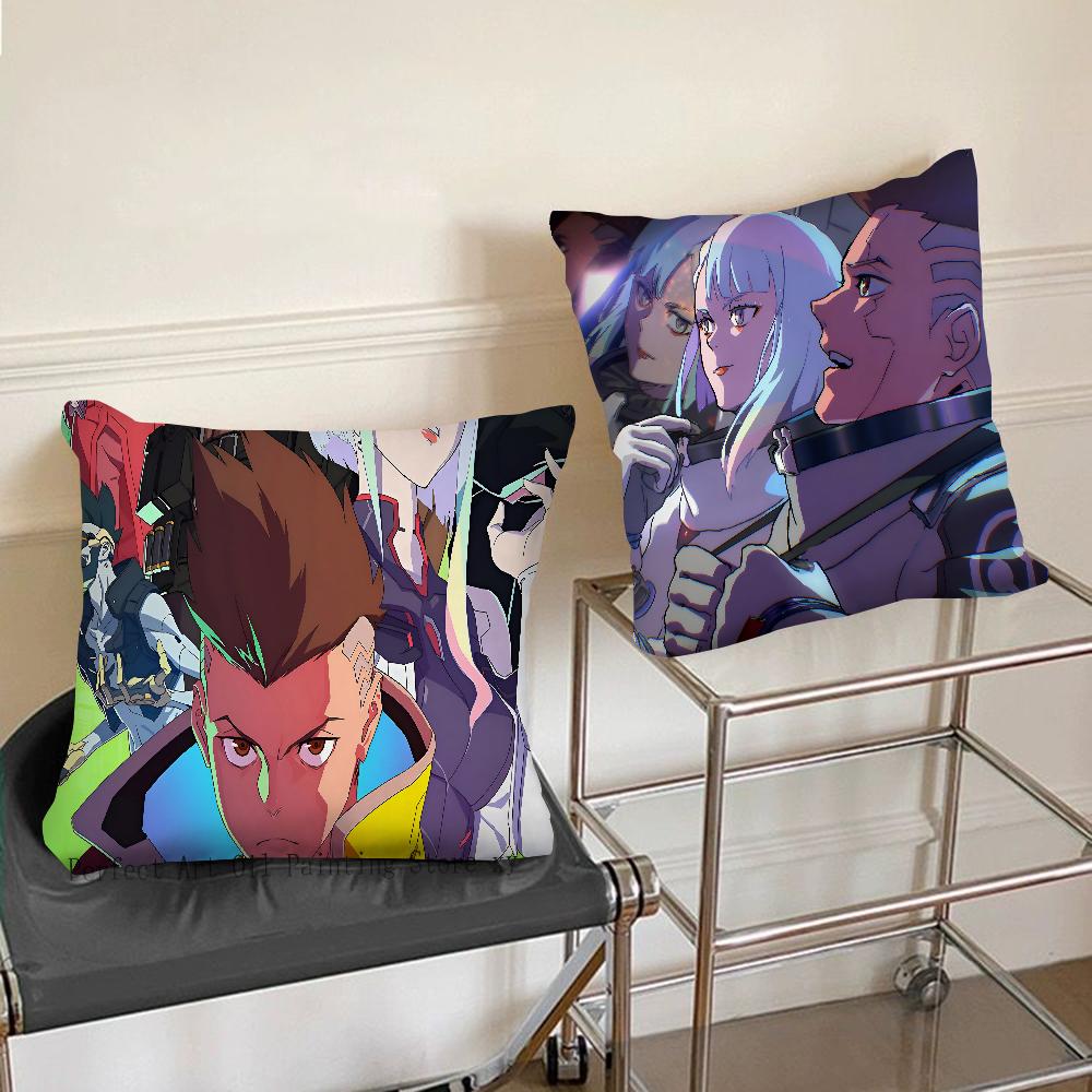 Anime C-Cyberpunk E-Edgerunner Pillow Case Square Pillow Bedroom Sofa Leisure Comfort Cushion Car Living Room Home Decoration