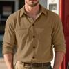 Men's Corduroy Shirt Jacket Button Down Casual Solid Work Shirt Carhartt Style Overshirt