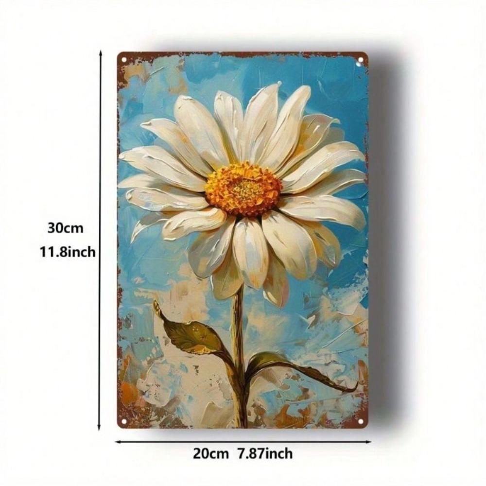 Vintage Metal Flower Sign 20x30cm Rustic Wall Decor for Garden Home