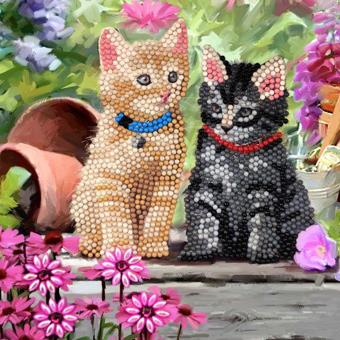 CRYSTAL ART Kit Card Diamond Embroidery 18x18cm Kittens