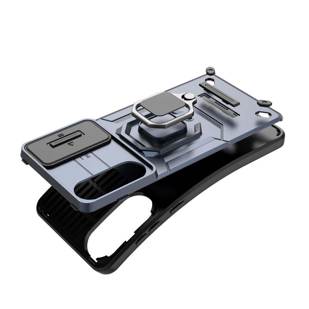 Robuster Kameraschutz Magnetische Bumper Handyhülle mit Ringständer Für iPhone 17 Pro Max Samsung Xiaomi Oppo Honor Harte PC Stoßfeste Hülle