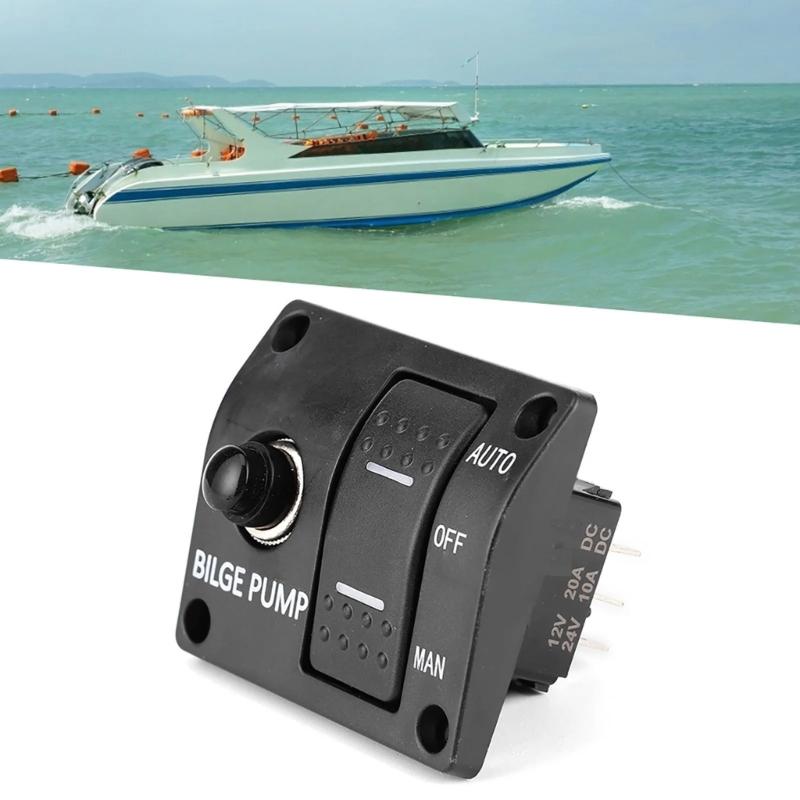 Upgrades Bilge Pump Switch Panel 3 Way 12V/24V Marine Switch Panel Water Pump Control Button Switch Fishing Boat Switch