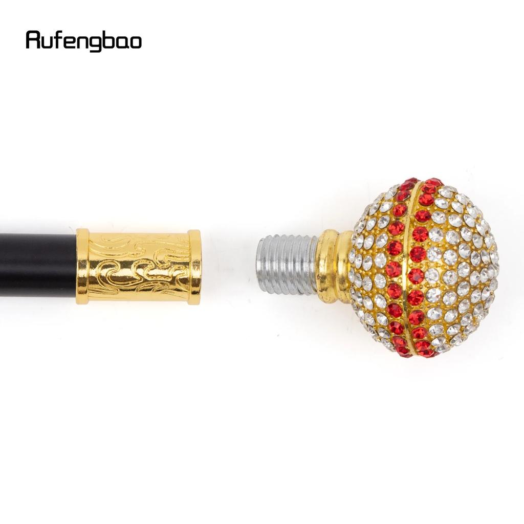 Weißer roter künstlicher Diamantball-Gehstock, modischer dekorativer Gehstock, eleganter Cosplay-Gehstock für Gentleman, 93,5 cm