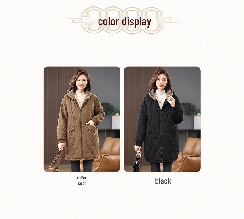Mid-Length Women's Fleece-Lined Cotton Jacket: 2024 Retro Casual, Loose, Warm, and Thickened Winter Coat.