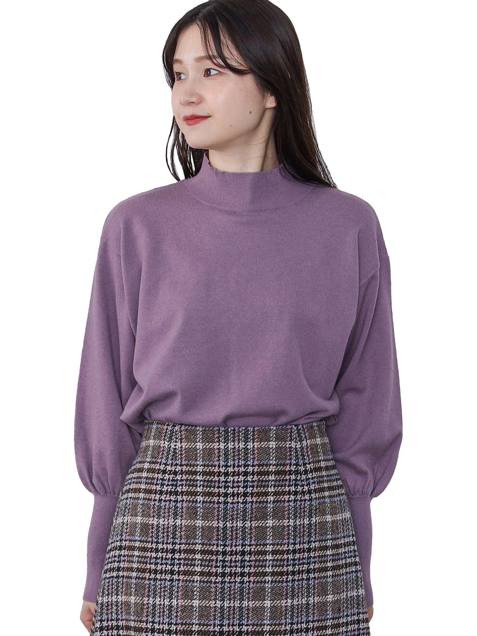 

Вязаный пуловер с пышными рукавами и высоким воротом PURPLE FREE [Beams Heart] L/S для женщин