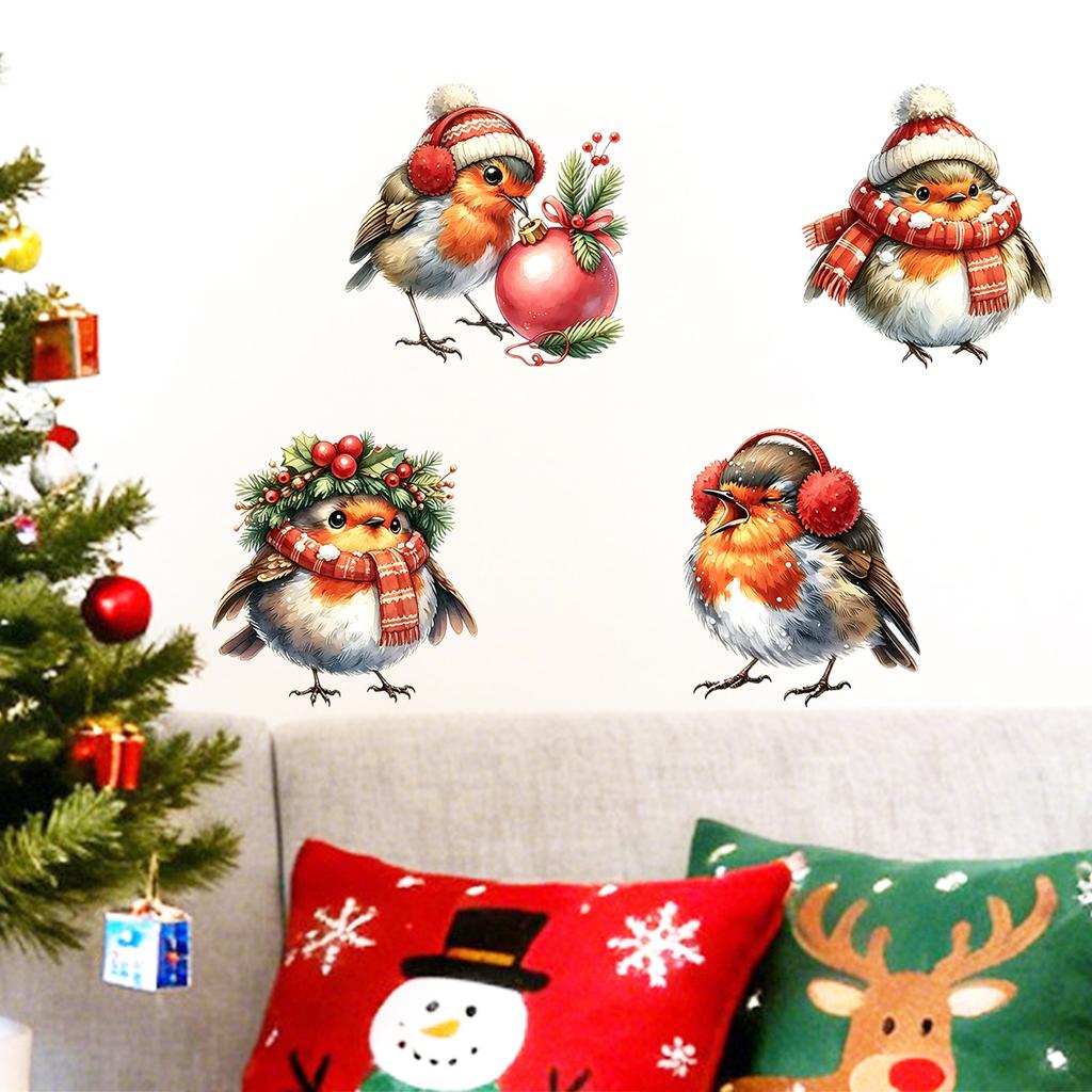 Sticker Watercolor Festive Robin Wool Wall Sticker for Decorating The Living Room Wall Surface