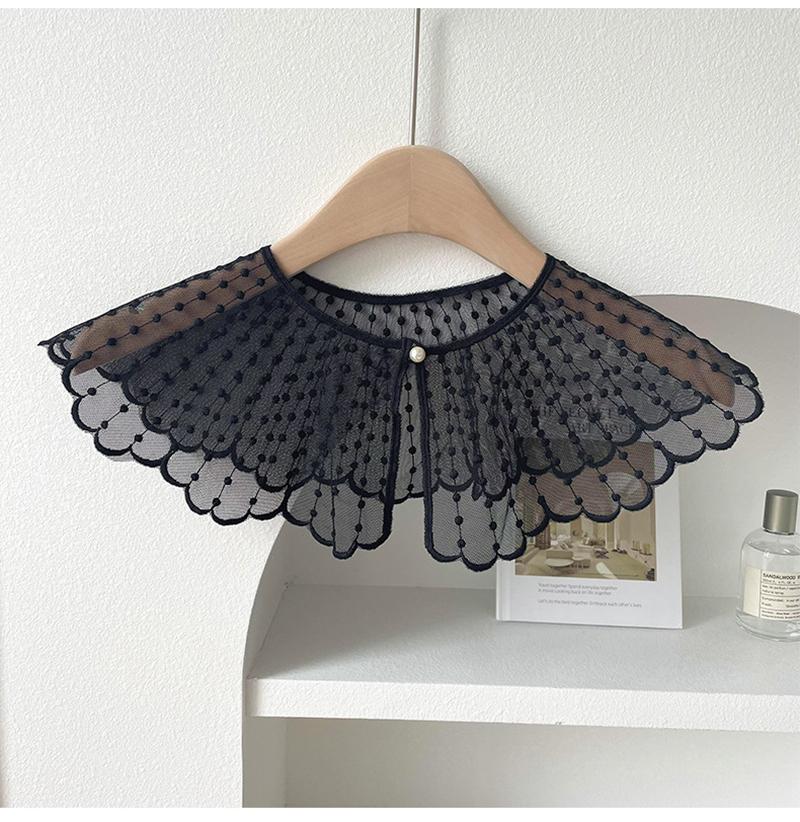 

Elegant Hollow Black Embroidered Shawl Decorative Fake Collar Bow Tie Doll Collar Detachable Blouse Dress Shawl Top False Collar