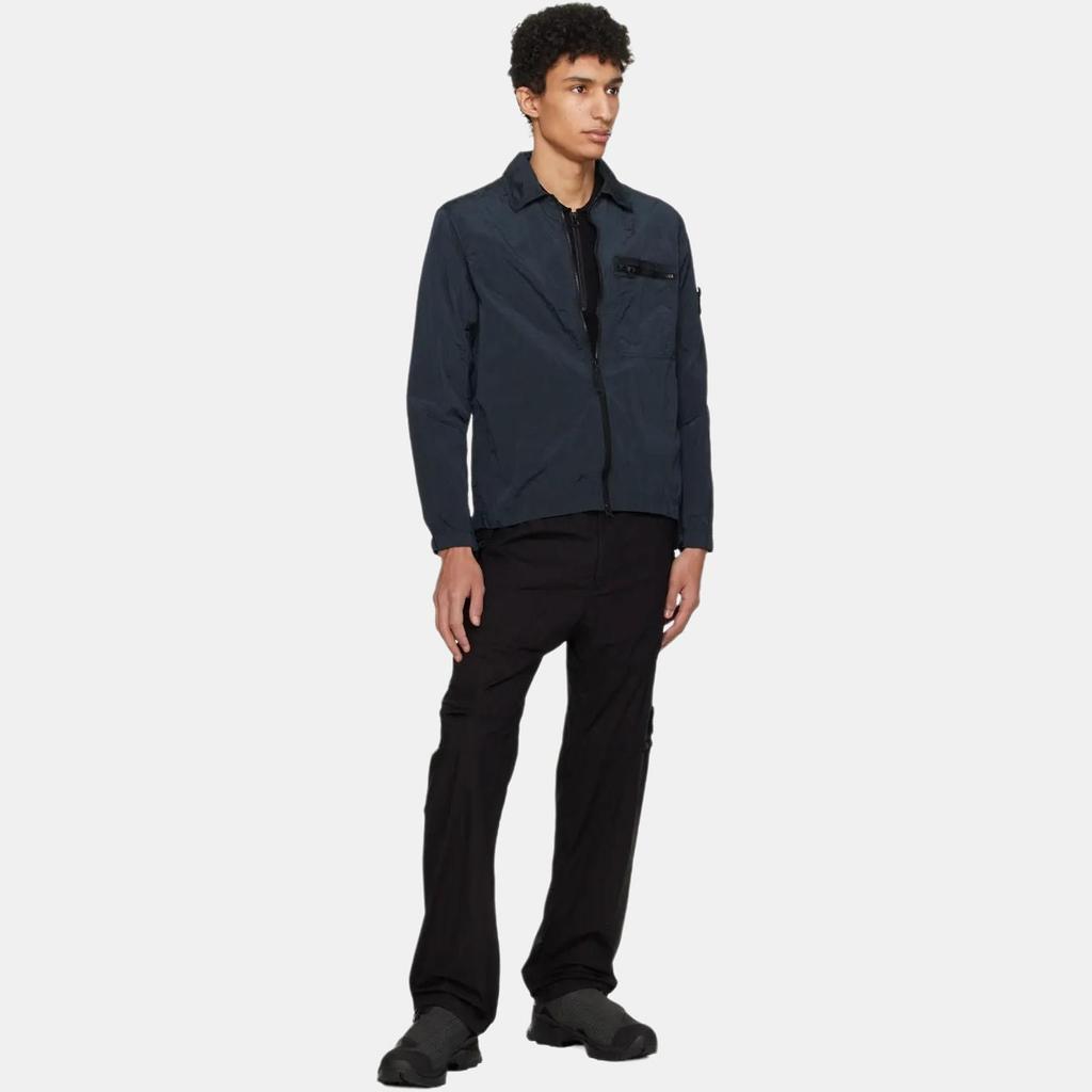 STONE ISLAND Ss24 Nylon Metal Lightweight Solid Color Polo Collar Single Pocket Logo Long Sleeve Jacket Men Jackets Gray Blue 801511219-V0024