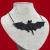 Gothic Black Bat Necklace for Halloween Party
