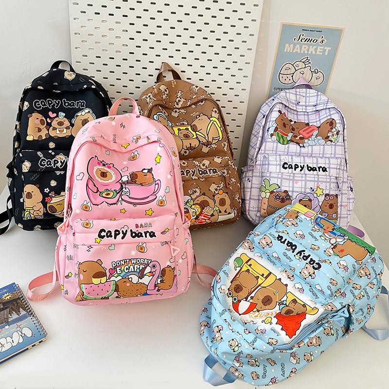 Capybara Printed Backpack Outdoor Breathable Large Capacity Travel Bag Schoolbag