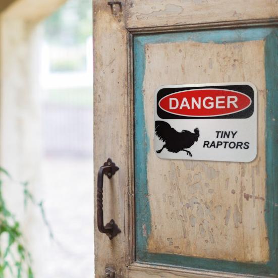 Chicken Hazard Sign 3D Printed Chick Danger Sign Indoor Outdoor Home Farm Garden Decorative Tiny Raptors Warning Sign