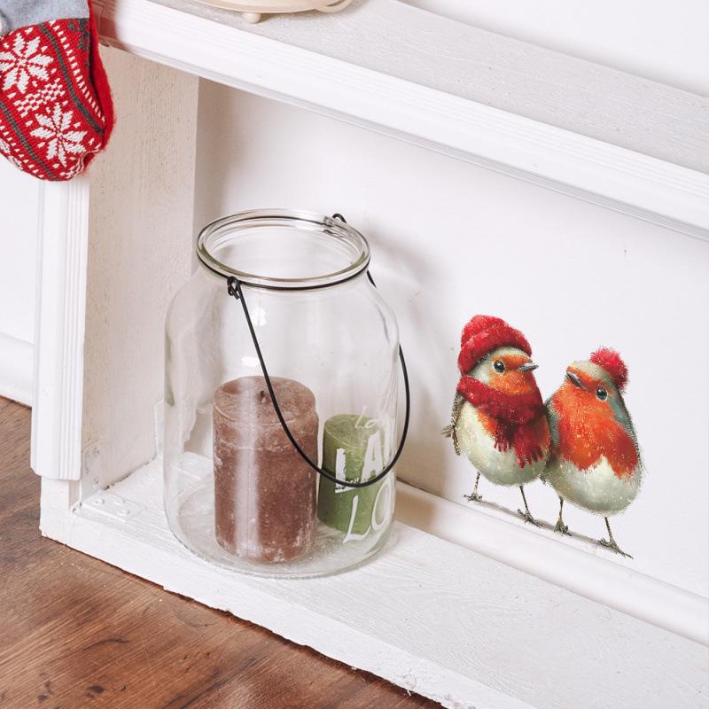 Festive Small Bird Window & Wall Stickers: Glass & Flat Surface Self-Adhesive Christmas Decorations