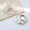 Flower Cufflinks Faux Pearl Rhinestone Flower Button Covers for Women Dress Shirts Crafting DIY Embellishments Gifts