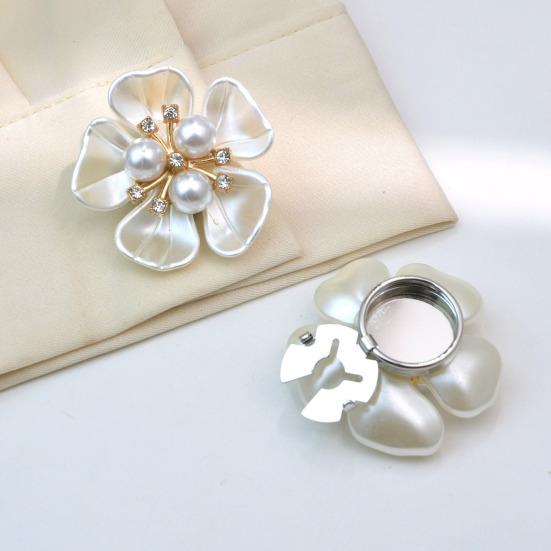 Flower Cufflinks Faux Pearl Rhinestone Flower Button Covers for Women Dress Shirts Crafting DIY Embellishments Gifts