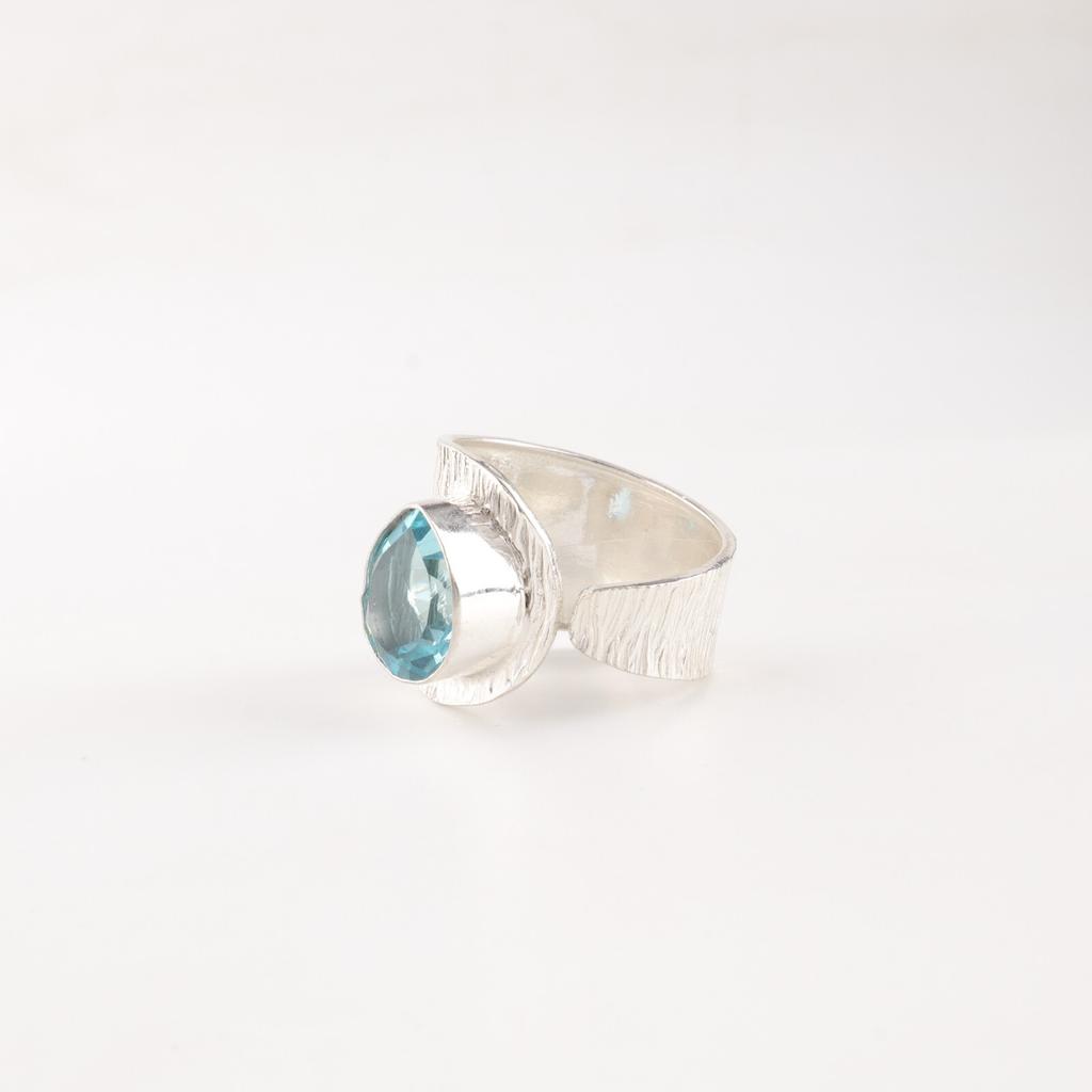 Sky Blue Topaz Gemstone 925 Sterling Silver Jewelry Handmade Ring For Christmas RR-63-4