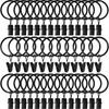12/36/40 Stück Vorhangring mit Clip, Vorhangclip mit Ring, Aufhänger Vorhangring 33 mm/1,26 Zoll Bohrung, montierte Gardinenstange Vintage Schwarz