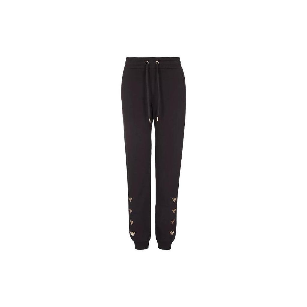 Emporio Armani SS23 Logo Print Drawstring Knit Joggers Women bottoms Black 3RTP58T-JEAZ-0210