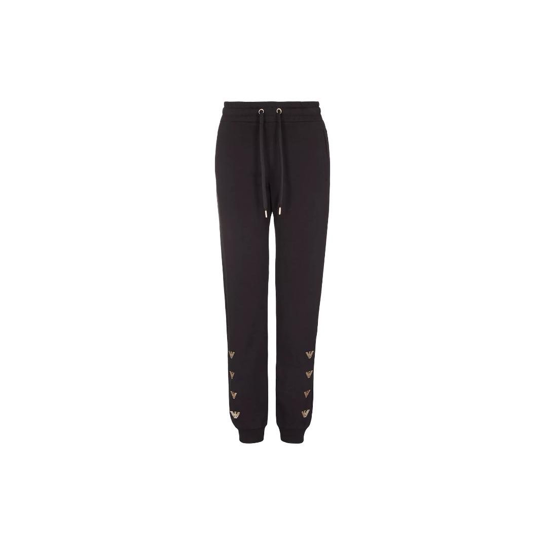 Emporio Armani SS23 Logo Print Drawstring Knit Joggers Women bottoms Black 3RTP58T-JEAZ-0210 XS