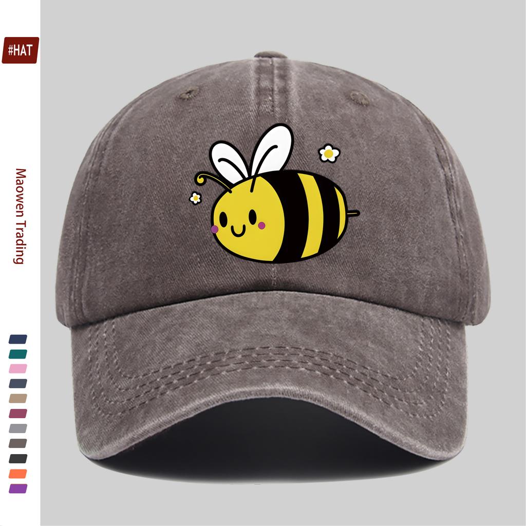 pc Cute Bee Print Baseball Cap Casual Travel Decor Design Sun Hat Comfortable Lightweight MultiColor Pet Hat Available Adj
